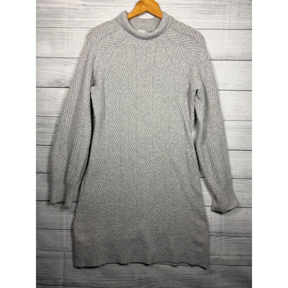 Gypsy Cloud Women's Large Gray Chevron Knit Turtleneck Sweater Dress 4773